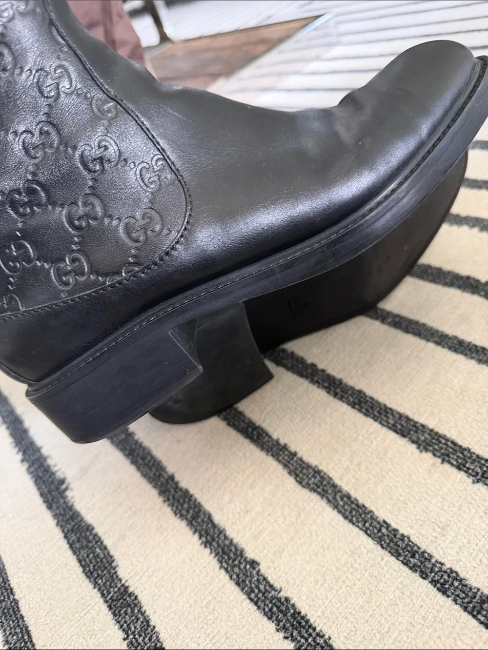 Gucci Black Embossed Leather Over-the-Knee Boots
